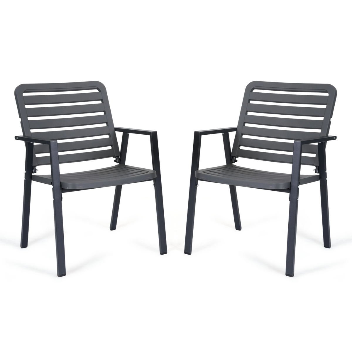 JMYMRY Outdoor Dining Chairs Set of 2, All-Weather PP-Patio Chairs, Metal Frame Outdoor Chairs, Waterproof Restaurant Chairs for Front Porch, Balcony Chairs for Backyard Garden
