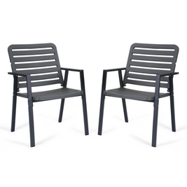 JMYMRY Outdoor Dining Chairs Set of 2, All-Weather PP-Patio Chairs, Metal Frame Outdoor Chairs, Waterproof Restaurant Chairs for Front Porch, Balcony Chairs for Backyard Garden