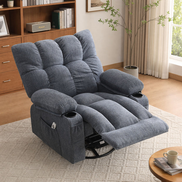 JMYMRY Rocker Recliner Chair with Vibration Massage and Heating, Cup Holders and Side Pockets, Adjustable Lounge Chair for Living Room, USB Charge Port