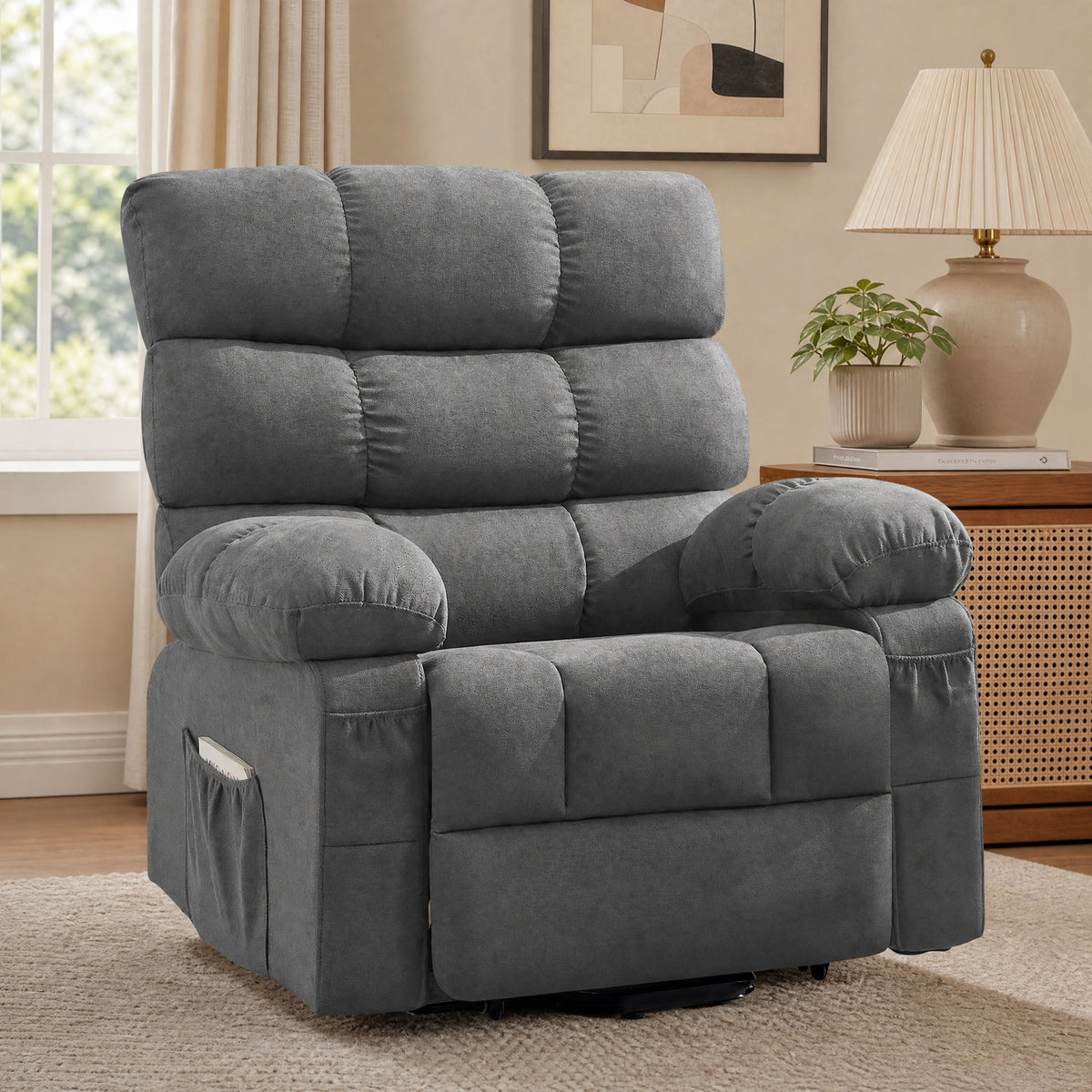 JMYMRY Power Lift Recliner Chair for Elderly with Massage and Heating,USB Charging Port and 4 Storage Pockets for Living Room