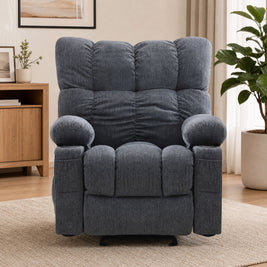 JMYMRY Rocker Recliner Chair with Vibration Massage and Heating, Cup Holders and Side Pockets, Adjustable Lounge Chair for Living Room, USB Charge Port