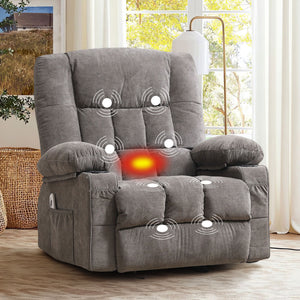 JMYMRY Recliner Chair, Rocker Recliner for Adults, Recliner Chair with Heat and Massage, Manual Recliner with Cup Holders for Living Room