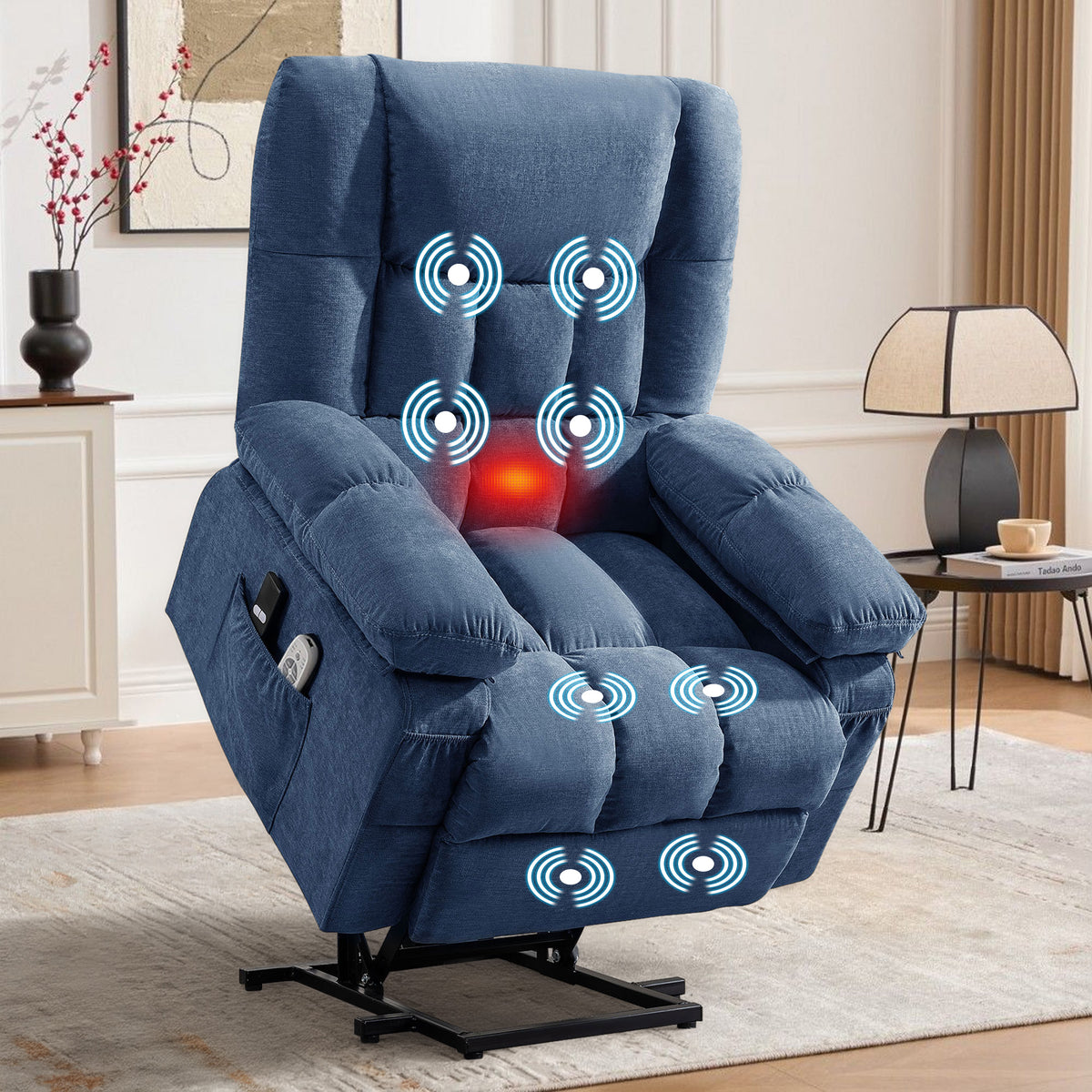 JMYMRY Power Lift Recliner Chair, Classic Manual Recliner Chair with Overstuffed Arms and Back, Manual Single Sofa with Cup Holders