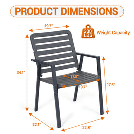 JMYMRY Outdoor Dining Chairs Set of 2, All-Weather PP-Patio Chairs, Metal Frame Outdoor Chairs, Waterproof Restaurant Chairs for Front Porch, Balcony Chairs for Backyard Garden