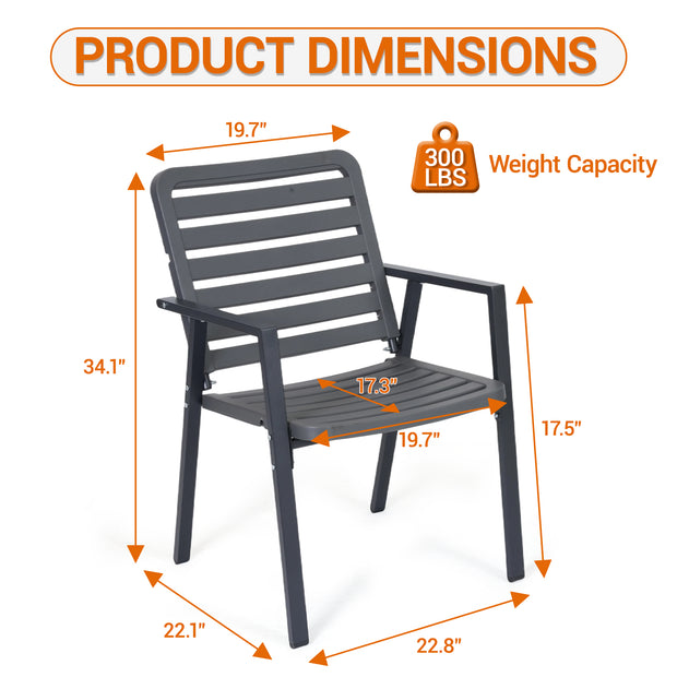 JMYMRY Outdoor Dining Chairs Set of 2, All-Weather PP-Patio Chairs, Metal Frame Outdoor Chairs, Waterproof Restaurant Chairs for Front Porch, Balcony Chairs for Backyard Garden