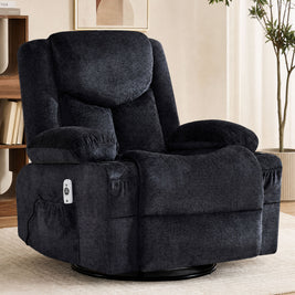 JMYMRY Rocker Recliner Chair with Vibration Massage and Heating, Cup Holders and Side Pockets, Adjustable Lounge Chair for Living Room, Bedroom