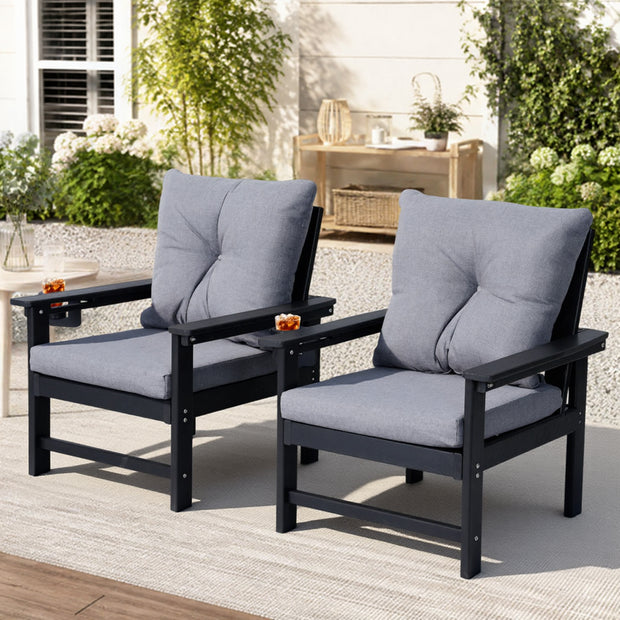 JMYMRY 2-Piece All-Weather Metal Patio Furniture Set, Outdoor Bistro Armchairs with Cushions, Heavy Duty Steel Frame & Washable Cushions for Backyard Garden