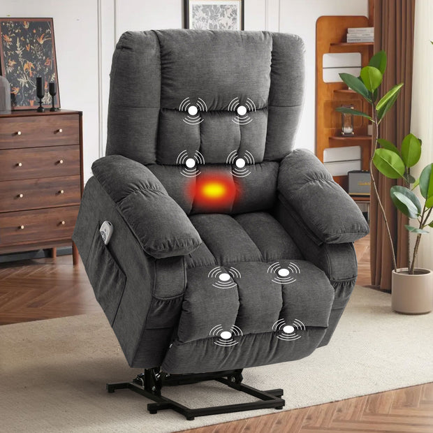 JMYMRY Power Lift Recliner Chair, Classic Manual Recliner Chair with Overstuffed Arms and Back, Manual Single Sofa with Cup Holders