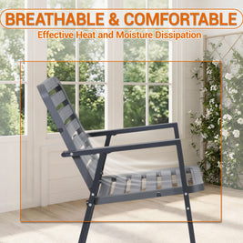 JMYMRY Outdoor Dining Chairs Set of 2, All-Weather PP-Patio Chairs, Metal Frame Outdoor Chairs, Waterproof Restaurant Chairs for Front Porch, Balcony Chairs for Backyard Garden