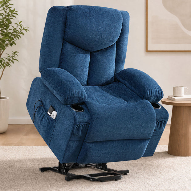 JMYMRY Power Lift Recliner Chair for Elderly with Vibration Massage and Heating, Extra Wide Adjustable Rocker with Cup Holders, Side Pockets and USB Charge Port