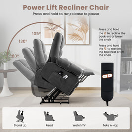 JMYMRY Power Lift Recliner Chair, Classic Manual Recliner Chair with Overstuffed Arms and Back, Manual Single Sofa with Cup Holders