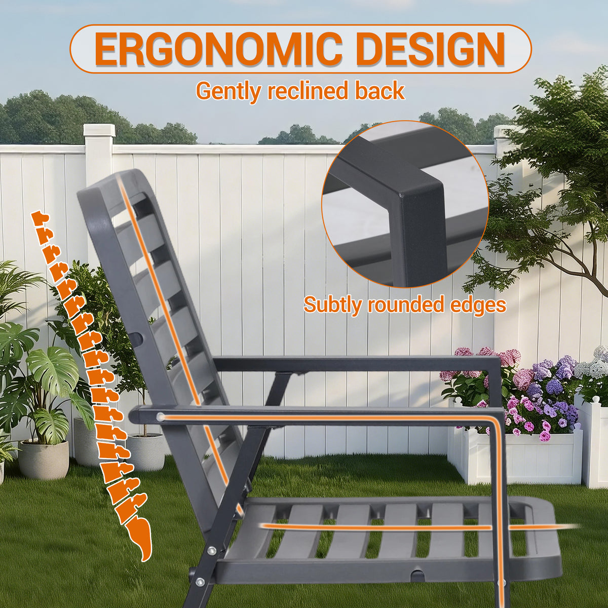 JMYMRY Outdoor Dining Chairs Set of 2, All-Weather PP-Patio Chairs, Metal Frame Outdoor Chairs, Waterproof Restaurant Chairs for Front Porch, Balcony Chairs for Backyard Garden