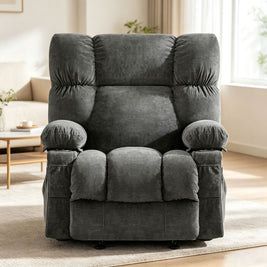 JMYMRY Rocker Recliner Chair with Vibration Massage and Heating, Cup Holders and Side Pockets, Adjustable Lounge Chair for Living Room