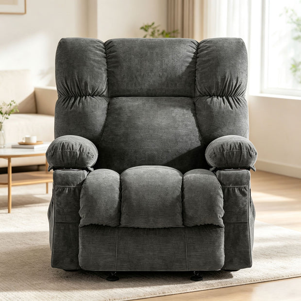 JMYMRY Rocker Recliner Chair with Vibration Massage and Heating, Cup Holders and Side Pockets, Adjustable Lounge Chair for Living Room