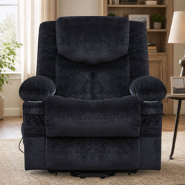 JMYMRY Power Lift Recliner Chair for Elderly with Vibration Massage and Heating, Extra Wide Adjustable Rocker with Cup Holders, Side Pockets and USB Charge Port