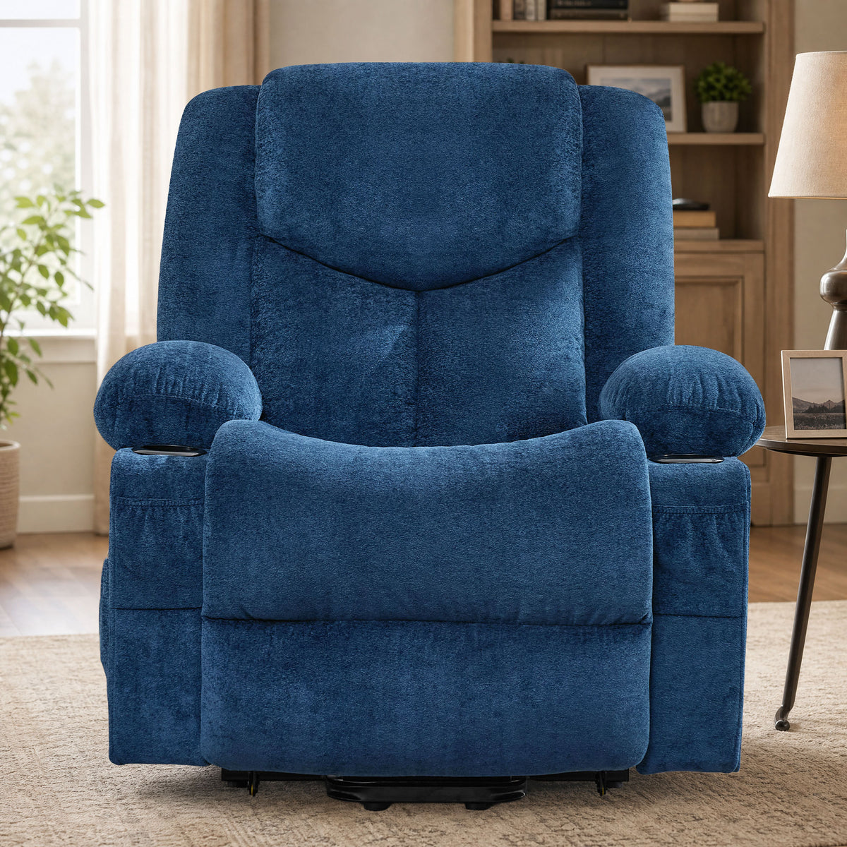 JMYMRY Power Lift Recliner Chair for Elderly with Vibration Massage and Heating, Extra Wide Adjustable Rocker with Cup Holders, Side Pockets and USB Charge Port