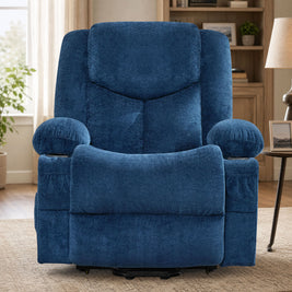 JMYMRY Power Lift Recliner Chair for Elderly with Vibration Massage and Heating, Extra Wide Adjustable Rocker with Cup Holders, Side Pockets and USB Charge Port