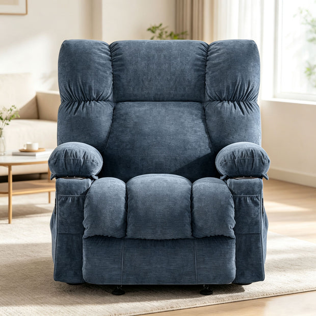 JMYMRY Rocker Recliner Chair with Vibration Massage and Heating, Cup Holders and Side Pockets, Adjustable Lounge Chair for Living Room