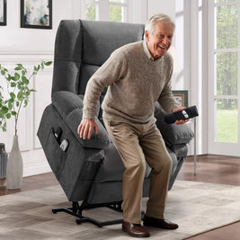 JMYMRY Power Lift Recliner Chair, Classic Manual Recliner Chair with Overstuffed Arms and Back, Manual Single Sofa with Cup Holders