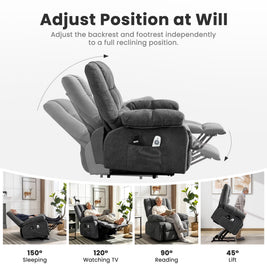 JMYMRY Power Lift Recliner Chair, Classic Manual Recliner Chair with Overstuffed Arms and Back, Manual Single Sofa with Cup Holders