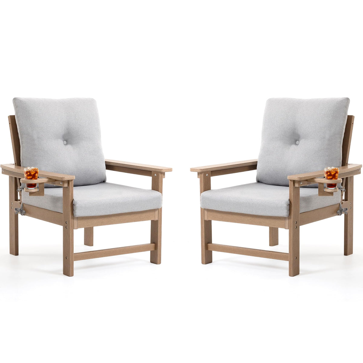 JMYMRY 2-Piece All-Weather Metal Patio Furniture Set, Outdoor Bistro Armchairs with Cushions, Heavy Duty Steel Frame & Washable Cushions for Backyard Garden